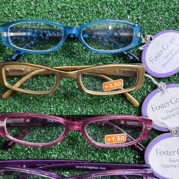 Foster Grant Eyeglasses +1.50 Lot Of 6 Multicolored Solid Front Tortise Arm NWT - Picture 3 of 13